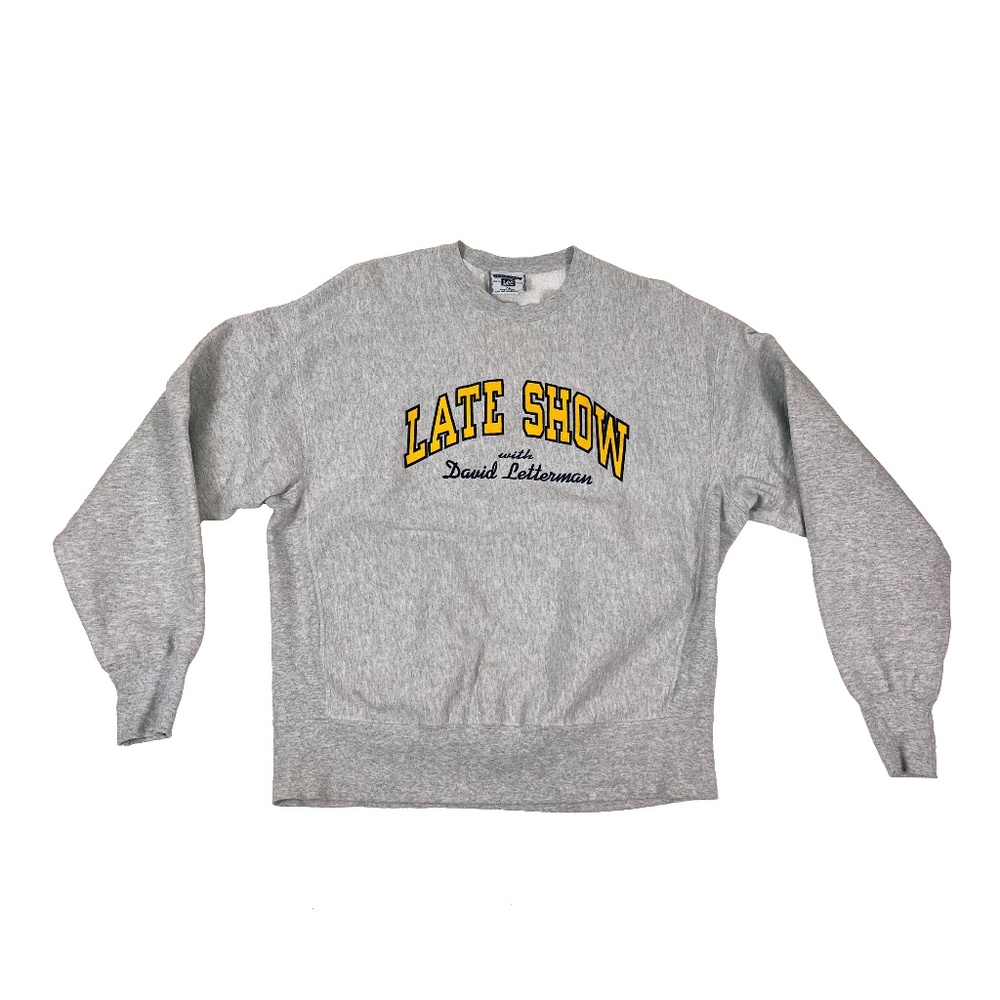 Vintage Late Show David Letterman Sweatshirt Gray Lee Crossgrain 90s